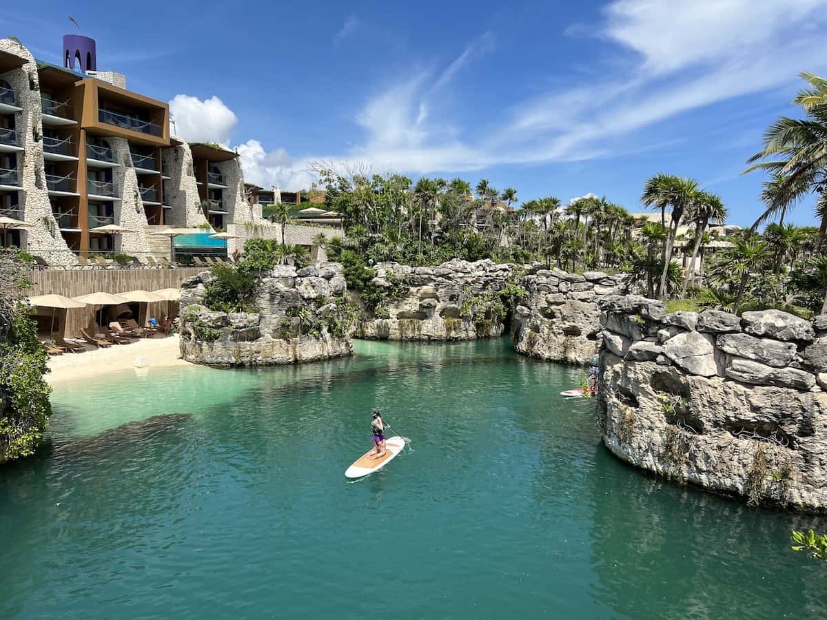 Hotel Xcaret Arte adults-only all-inclusive resort with artistic architecture, river pools, and jungle setting near Playa del Carmen, Mexico.